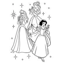 Princess trio with Aurora, Belle and Snow White coloring page