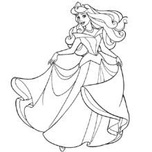 Princess Aurora in a flowing gown coloring page