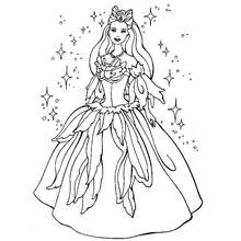 Princess Barbie in a sparkling gown coloring page