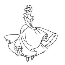 Cinderella holding her ball gown coloring page