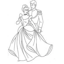 Cinderella dancing with her prince coloring page
