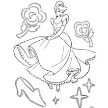 Cinderella dancing in her ballgown coloring page