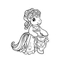 Princess pony wearing a tiara and dress coloring page