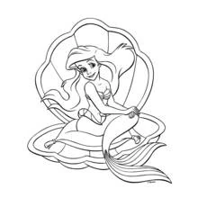 Ariel sitting in a giant shell coloring page