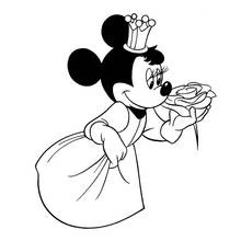 Princess Minnie smelling a rose coloring page