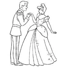 Cinderella and the prince dancing coloring page
