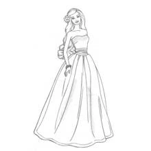 Barbie in an elegant long gown coloring page