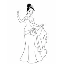 Princess in elegant gown waving gracefully coloring page