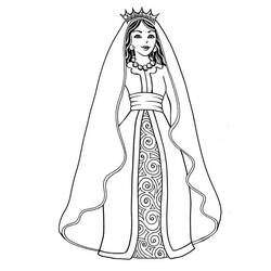 Queen Esther standing in royal robes coloring page