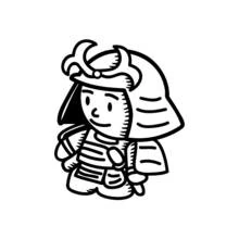 Samurai in a decorated helmet coloring page
