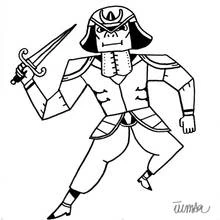 Samurai warrior with a raised sword coloring page