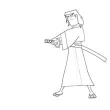 Samurai Jack drawing his sword coloring page
