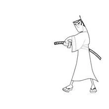 Samurai Jack walking with his sword ready coloring page