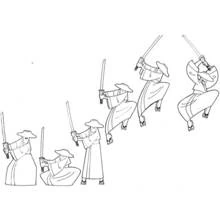 Samurai Jack drawing his sword in sequence coloring page