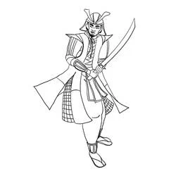 Samurai holding his sword coloring page