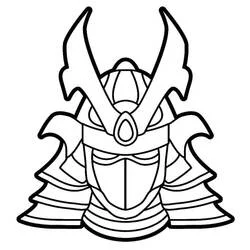 Samurai helmet with curved horns coloring page