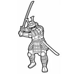 Samurai raising his sword to attack coloring page