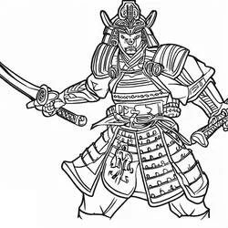 Samurai drawing his sword coloring page