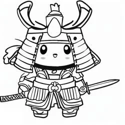 Little samurai in armor coloring page
