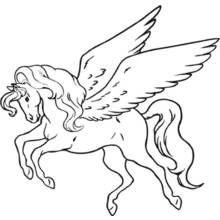 Pegasus rearing with wings spread coloring page