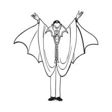 Vampire spreading his cape like wings coloring page
