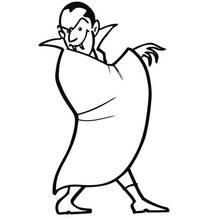 Vampire with cape spread out coloring page