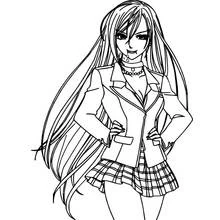 Vampire girl posing with hands on hips coloring page