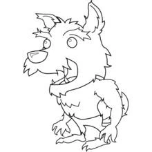 Little werewolf howling with claws out coloring page
