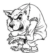 Werewolf crouching with sharp claws coloring page