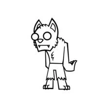 Werewolf standing with pointed ears coloring page