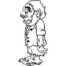 Werewolf standing in a suit coloring page