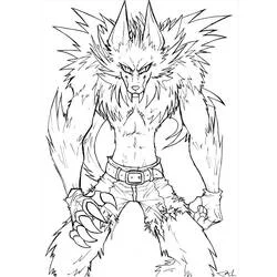 Werewolf standing with claws out coloring page