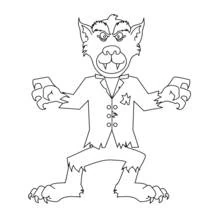 Werewolf standing in a torn suit coloring page