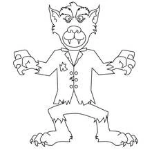 Werewolf standing with claws out coloring page
