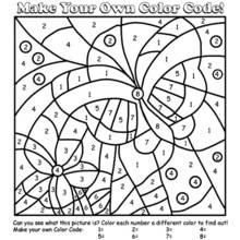 Butterfly and flower color by number coloring page