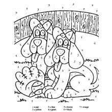 Two dogs sitting with a baseball glove coloring page