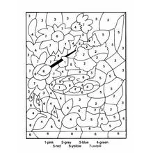 Flowers and watering can by number coloring page
