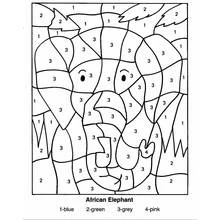 African elephant face by numbers coloring page