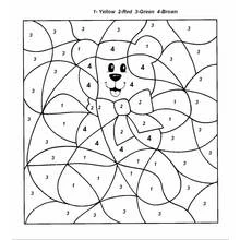 Puppy with a bow color by number coloring page
