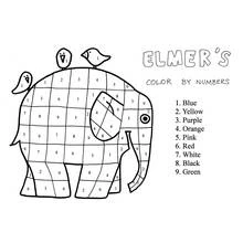 Elmer the Patchwork Elephant color by number coloring page