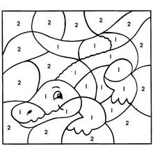 Crocodile color by number coloring page
