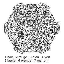 Magic mandala with numbered zones coloring page