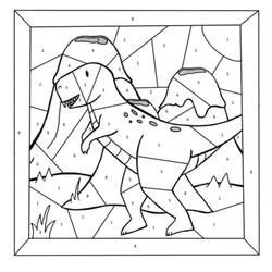 T-rex walking near volcanoes coloring page