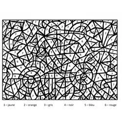 A car hidden in a color-by-number puzzle coloring page