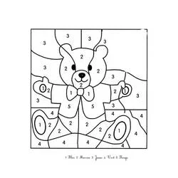 Teddy bear color by number coloring page