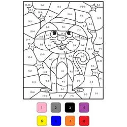 Witch cat with a pointed hat coloring page
