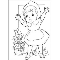 Little Red Riding Hood raising her arms in surprise coloring page