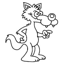 The Wolf pointing with a mischievous grin coloring page