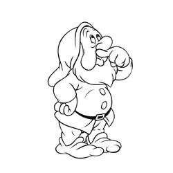 Sneezy the dwarf pinching his nose coloring page