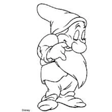 Bashful the dwarf standing shyly coloring page